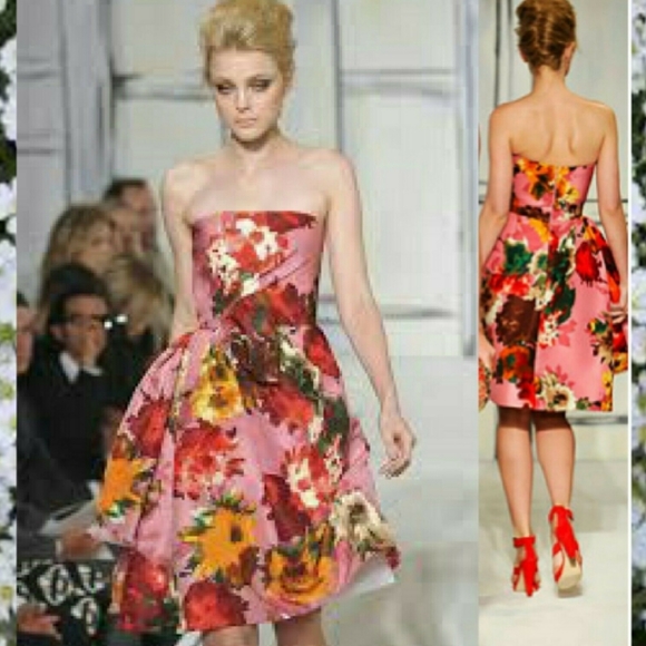 $4,900 OSCAR DE LA RENTA ADOREABLE BEAUTIFUL SILK FLORAL RUNWAY DRESS US 4 - Picture 3 of 13